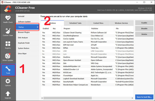 tắt chương trình khởi động cùng win 10