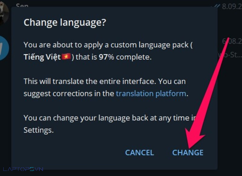 cài đặt Telegram Tiếng Việt 